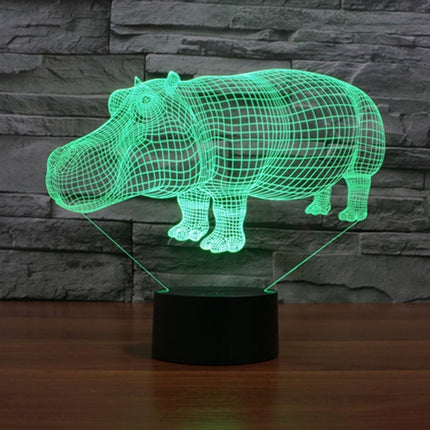 Rhino Style 3D Touch Switch Control LED Light , 7 Color Discoloration Creative Visual Stereo Lamp Desk Lamp Night Light-garmade.com