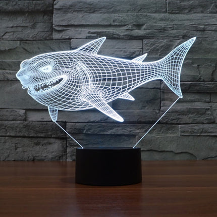 Side Face Shark Style 3D Touch Switch Control LED Light , 7 Color Discoloration Creative Visual Stereo Lamp Desk Lamp Night Light-garmade.com
