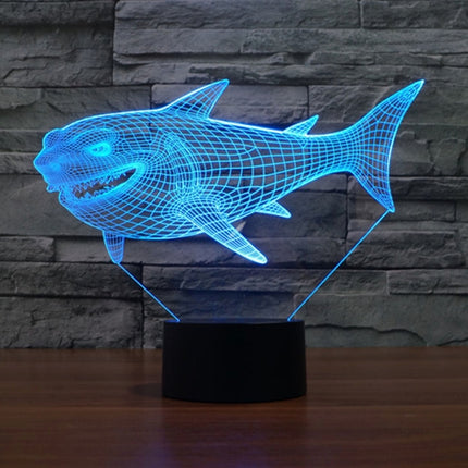 Side Face Shark Style 3D Touch Switch Control LED Light , 7 Color Discoloration Creative Visual Stereo Lamp Desk Lamp Night Light-garmade.com