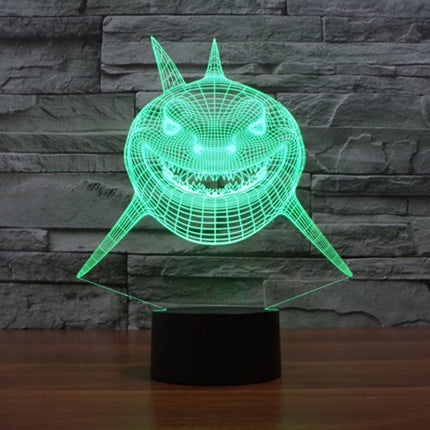 Positive Face Shark Style 3D Touch Switch Control LED Light , 7 Color Discoloration Creative Visual Stereo Lamp Desk Lamp Night Light-garmade.com