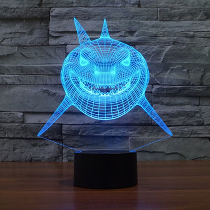 Positive Face Shark Style 3D Touch Switch Control LED Light , 7 Color Discoloration Creative Visual Stereo Lamp Desk Lamp Night Light-garmade.com
