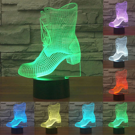 Boots Style 3D Touch Switch Control LED Light , 7 Color Discoloration Creative Visual Stereo Lamp Desk Lamp Night Light-garmade.com