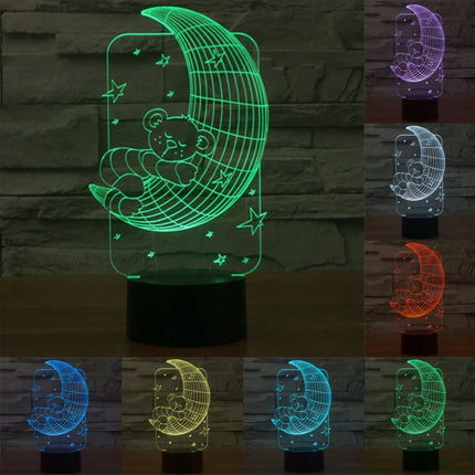 Moon Bears Style 3D Touch Switch Control LED Light , 7 Color Discoloration Creative Visual Stereo Lamp Desk Lamp Night Light-garmade.com
