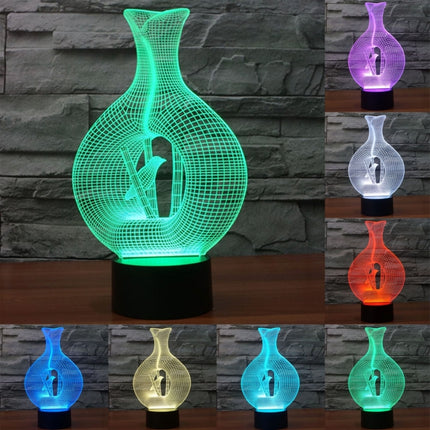 Bird In The Cage Style 3D Touch Switch Control LED Light , 7 Color Discoloration Creative Visual Stereo Lamp Desk Lamp Night Light-garmade.com