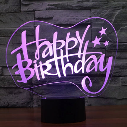 Happy Birthday Style 3D Touch Switch Control LED Light , 7 Color Discoloration Creative Visual Stereo Lamp Desk Lamp Night Light-garmade.com