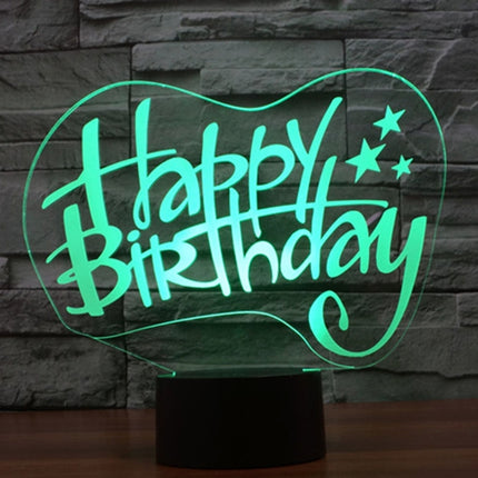 Happy Birthday Style 3D Touch Switch Control LED Light , 7 Color Discoloration Creative Visual Stereo Lamp Desk Lamp Night Light-garmade.com