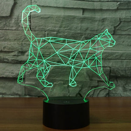 Walking Cat Shape 3D Touch Switch Control LED Light , 7 Colour Discoloration Creative Visual Stereo Lamp Desk Lamp Night Light-garmade.com