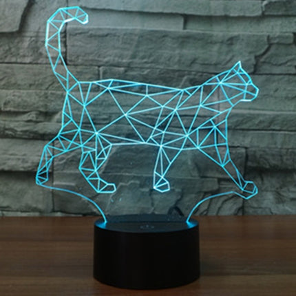 Walking Cat Shape 3D Touch Switch Control LED Light , 7 Colour Discoloration Creative Visual Stereo Lamp Desk Lamp Night Light-garmade.com