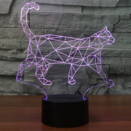 Walking Cat Shape 3D Touch Switch Control LED Light , 7 Colour Discoloration Creative Visual Stereo Lamp Desk Lamp Night Light-garmade.com