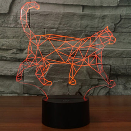 Walking Cat Shape 3D Touch Switch Control LED Light , 7 Colour Discoloration Creative Visual Stereo Lamp Desk Lamp Night Light-garmade.com