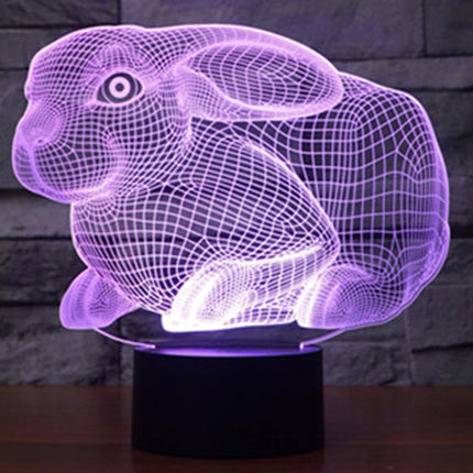 Rabbit Shape 3D Touch Switch Control LED Light , 7 Colour Discoloration Creative Visual Stereo Lamp Desk Lamp Night Light-garmade.com