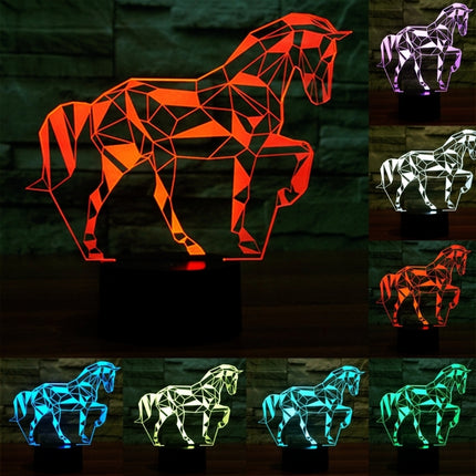 Horse Shape 3D Touch Switch Control LED Light , 7 Color Discoloration Creative Visual Stereo Lamp Desk Lamp Night Light-garmade.com