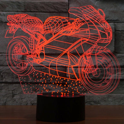Motorcycle Shape 3D Touch Switch Control LED Light , 7 Colour Discoloration Creative Visual Stereo Lamp Desk Lamp Night Light-garmade.com