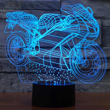Motorcycle Shape 3D Touch Switch Control LED Light , 7 Colour Discoloration Creative Visual Stereo Lamp Desk Lamp Night Light-garmade.com