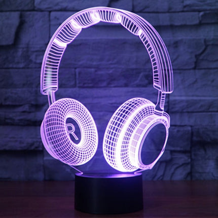 Headset Shape 3D Touch Switch Control LED Light , 7 Colour Discoloration Creative Visual Stereo Lamp Desk Lamp Night Light-garmade.com