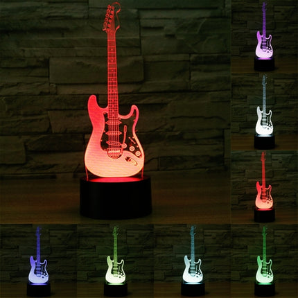 Electric Guitar Shape 3D Touch Switch Control LED Light , 7 Color Discoloration Creative Visual Stereo Lamp Desk Lamp Night Light-garmade.com