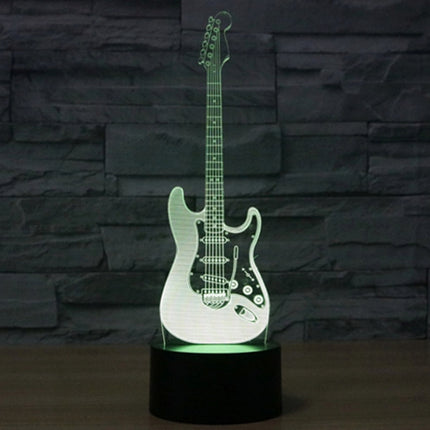 Electric Guitar Shape 3D Touch Switch Control LED Light , 7 Color Discoloration Creative Visual Stereo Lamp Desk Lamp Night Light-garmade.com