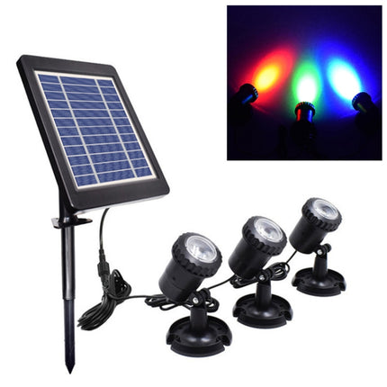 3 In 1 Red Green Blue Light Lawn Insertion Pool Diving Solar Spotlight-garmade.com