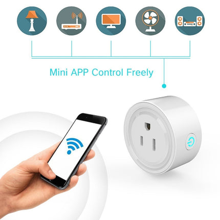 10A Round Shape WiFi Mini Plug APP Remote Control Timing Smart Socket Works with Alexa & Google Home, AC 100-240V, US Plug-garmade.com