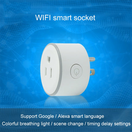 10A Round Shape WiFi 2.4GHz Mini Plug APP Remote Control Timing Smart Socket Works with Alexa & Google Home & Colorful Breathing Light, AC 100-240V, US Plug-garmade.com