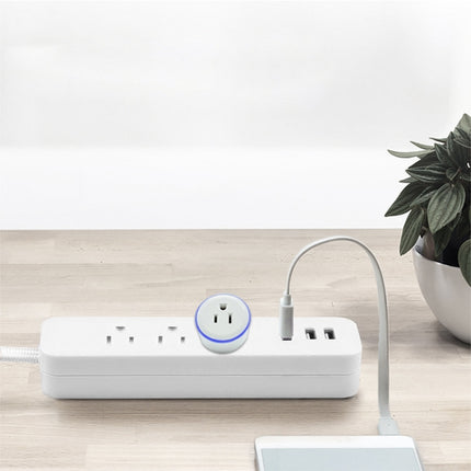 10A Round Shape WiFi 2.4GHz Mini Plug APP Remote Control Timing Smart Socket Works with Alexa & Google Home & Colorful Breathing Light, AC 100-240V, US Plug-garmade.com