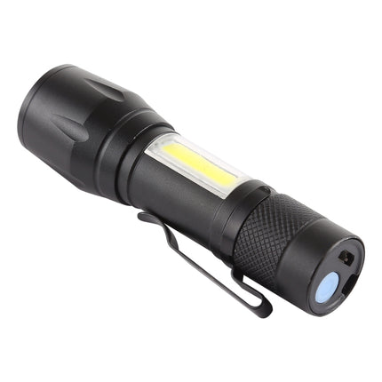 A3 USB Charging Waterproof Zoomable XPE + COB Flashlight with 3-Modes & Clip & Storage Box-garmade.com