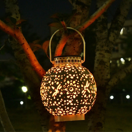 SZ-20004 Solar Lantern Wrought Iron Hollow Lawn Lamp Outdoor Garden Decorative Lamp-garmade.com