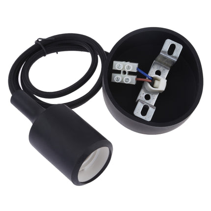E27 Lamp Holder DIY Ceiling Chandelier Light Bulbs Screw Silicone Base Socket, Cable Length: 1m (Black)-garmade.com
