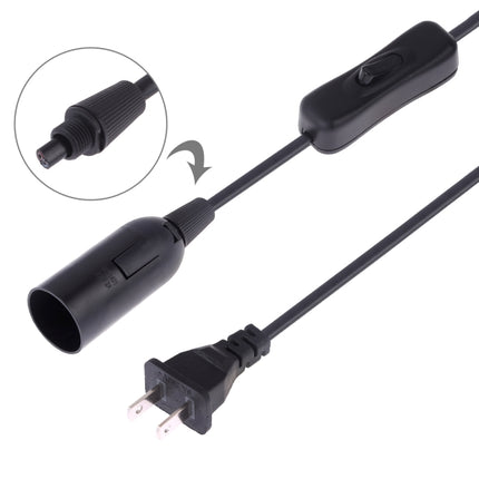 E14 Wire Cap Switch Lamp Holder Chandelier Power Socket with 1.5m Extension Cable, US Plug(Black)-garmade.com