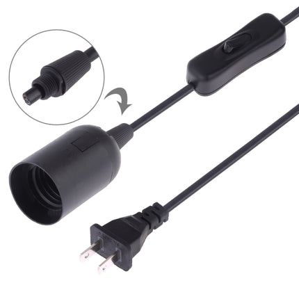 E27 Wire Cap Switch Lamp Holder Chandelier Power Socket with 1.5m Extension Cable, US Plug(Black)-garmade.com