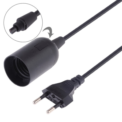 E27 Wire Cap Lamp Holder Chandelier Power Socket with 1.5m Extension Cable, EU Plug(Black)-garmade.com