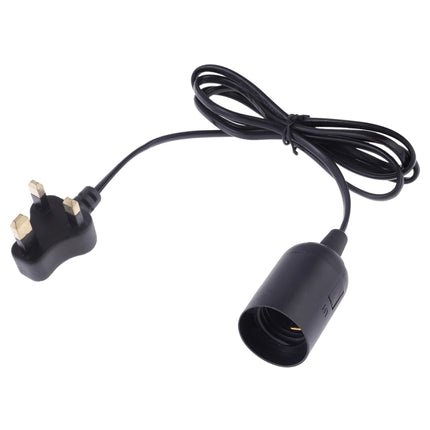 E27 Wire Cap Lamp Holder Chandelier Power Socket with 1.2m Extension Cable, Small UK Plug(Black)-garmade.com