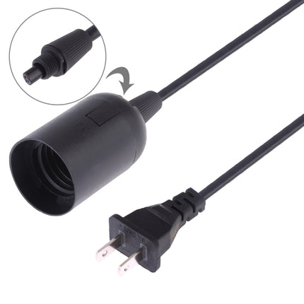 E27 Wire Cap Lamp Holder Chandelier Power Socket with 1.5m Extension Cable, US Plug(Black)-garmade.com
