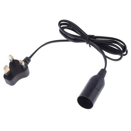 E14 Wire Cap Lamp Holder Chandelier Power Socket with 1.2m Extension Cable, Small UK Plug(Black)-garmade.com
