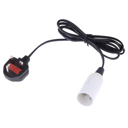E14 Wire Cap Lamp Holder Chandelier Power Socket with 1.5m Extension Cable, Big UK Plug(White)-garmade.com
