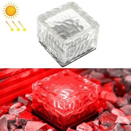 Solar Powered Square Tempered Glass Outdoor LED Buried Light Garden Decoration Lamp IP55 Waterproof，Size: 7 x 7 x 5cm (Red Light)-garmade.com