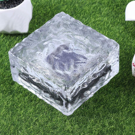 Solar Powered Square Tempered Glass Outdoor LED Buried Light Garden Decoration Lamp IP55 Waterproof，Size: 10 x 10 x 5.2cm(Green Light)-garmade.com