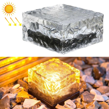 Solar Powered Square Tempered Glass Outdoor LED Buried Light Garden Decoration Lamp IP55 Waterproof，Size: 10 x 10 x 5.2cm(Warm White)-garmade.com
