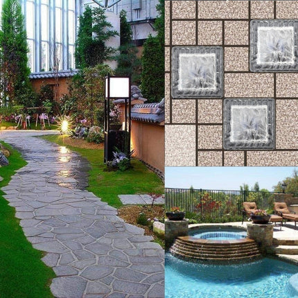 Solar Powered Square Tempered Glass Outdoor LED Buried Light Garden Decoration Lamp IP55 Waterproof，Size: 10 x 10 x 5.2cm(Warm White)-garmade.com