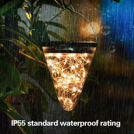 Solar Energy Conical Starlight Pendent Lamp IP55 Waterproof Outdoor Garden Decoration Light (Colorful Light)-garmade.com