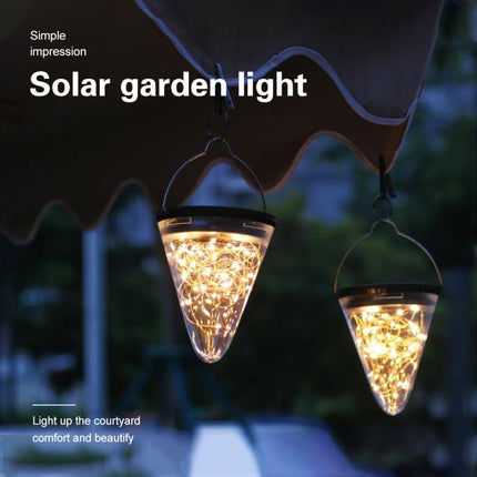 Solar Energy Conical Starlight Pendent Lamp IP55 Waterproof Outdoor Garden Decoration Light (Colorful Light)-garmade.com