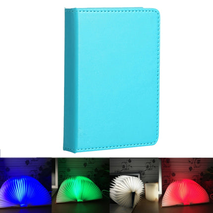 Foldable Pages RGB + Warm White Light Book Shape LED Light, Creative Portable USB Charging Small Size Night Light(Blue)-garmade.com