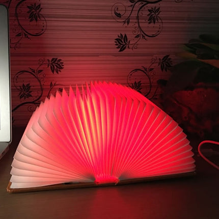Foldable Pages Colorful Dimming Book Shape LED Light , Creative Portable USB Charging Semicircle Night Light with Remote Control(Brown)-garmade.com