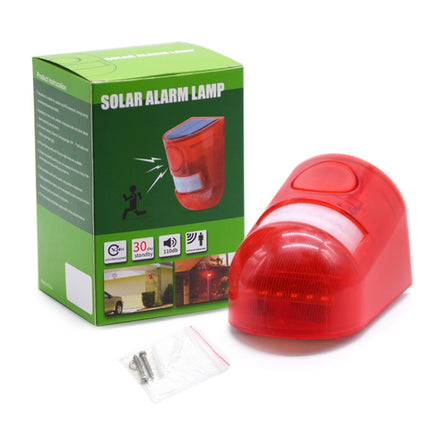 Solar Powered Sound-light Alarm Warning Light IP65 Waterproof 110 dB Burglar Alarm-garmade.com