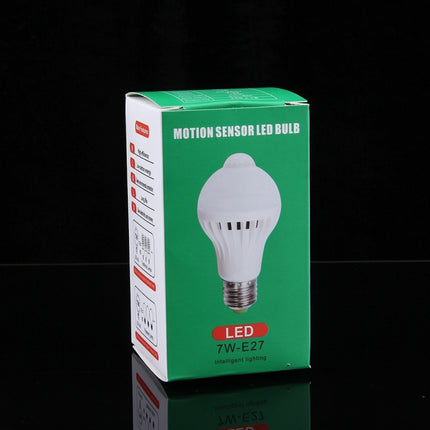 E27 7W Infrared Motion Sensor LED Light Bulb, Sensor Distance: 4-6m, AC 85-265V-garmade.com