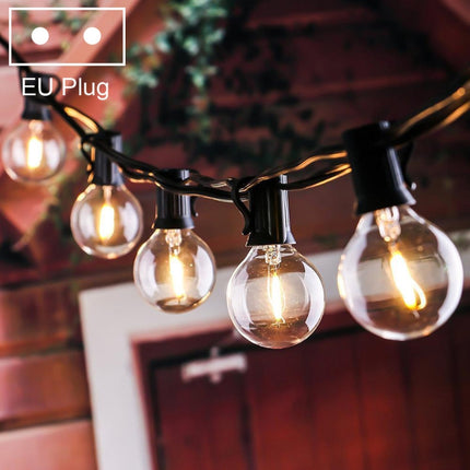 G40-EU-25 G40 7.6m 175W E12 IP44 Waterproof Retro Filament Bulb String Light, 25 Bulbs LED Decorative Lamp for Garden, Engineering, Bar, Party, Wedding, AC 220V, EU Plug(Warm White)-garmade.com