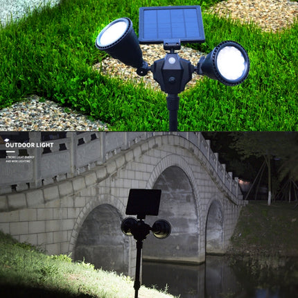 Solar Powered Robot LED Spotlight Double-headed Smart Sensor Light for Outdoor Lawn-garmade.com