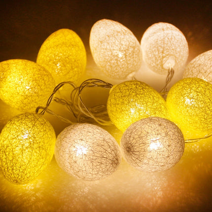 3.5m 110V 20 LEDs Cotton Thread Colour Egg Lamp String Easter Holiday Party Household Decorative Light (Yellow)-garmade.com