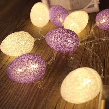 Battery Powered 1.8m 10 LEDs Cotton Thread Colour Egg Lamp String Easter Holiday Party Household Decorative Light(Purple)-garmade.com