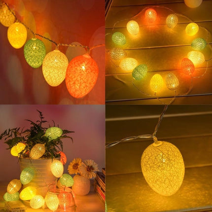 Battery Powered 1.8m 10 LEDs Cotton Thread Colour Egg Lamp String Easter Holiday Party Household Decorative Light(Yellow)-garmade.com